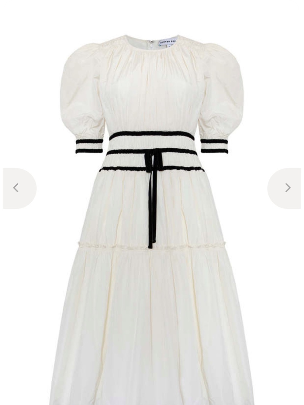 HUNTER BELL Cream Maxi Dress with Black Trim, like new, size 8